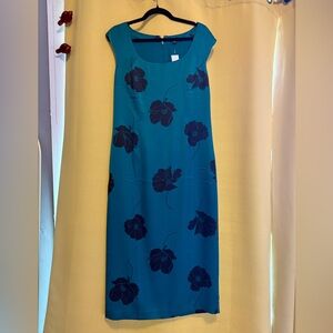 Ann Taylor Teal and Navy Floral Maxi Dress